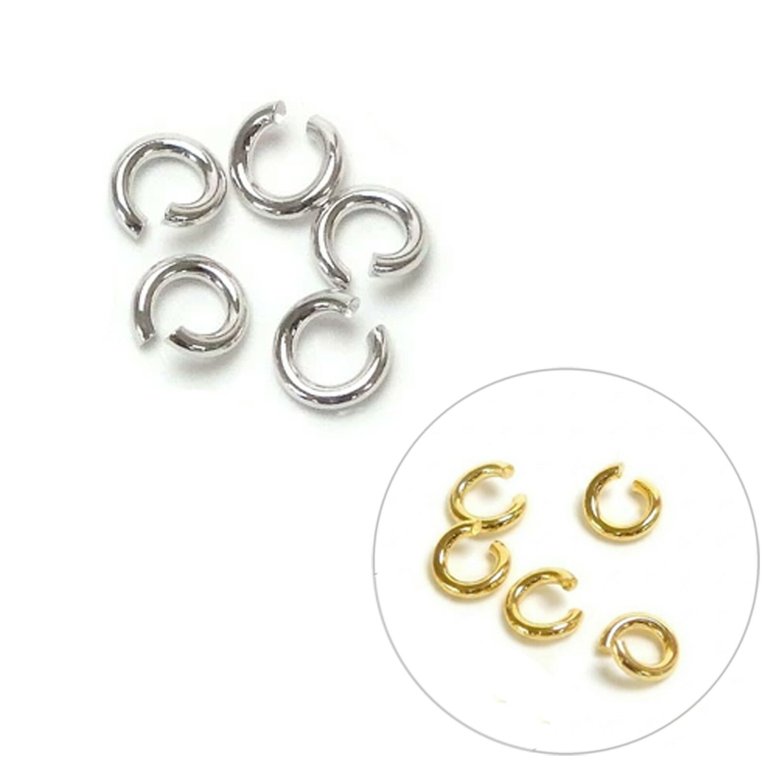 樂天商城 - メール便 シルバー 銀 丸カン 5個 金色 銀色 0.6×2.8mm 線径0.6mm 外経2.8mm 銀製 Ag アクセサリーパーツ 金具 アクセサリー作成 修理 silver_s