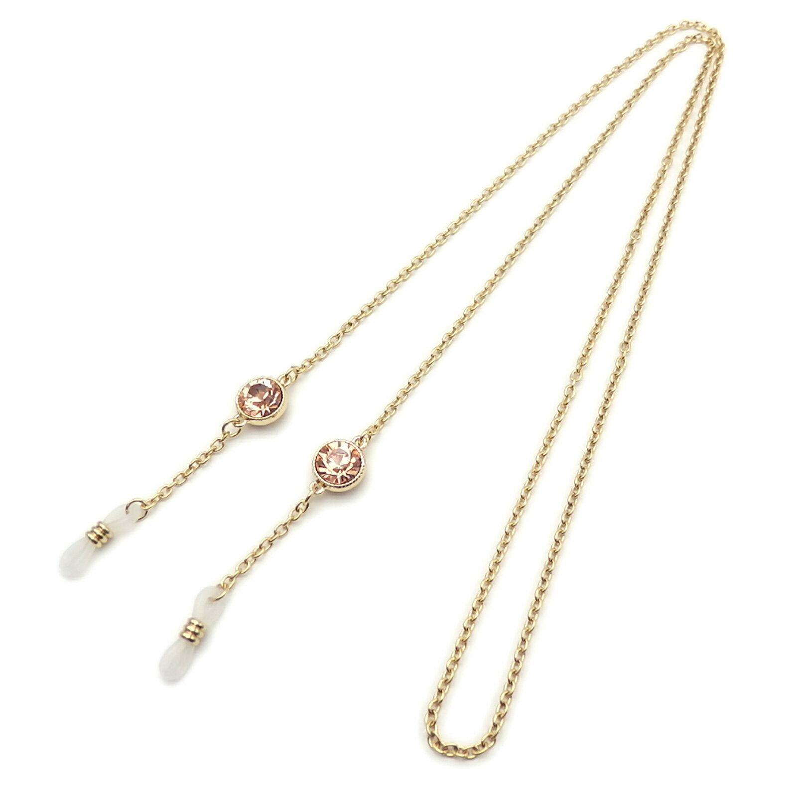 Beads - メール便 メガネチェーン 大粒ビジュー ラウンド スワロフスキー 金色 ゴールドカラー マスクチェーン シトラスグリーン 父の日 ギフトに プレゼントに