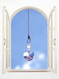 サンキャッチャー ピンクハート スワロフスキー クリスタル ローズクォーツ クラック水晶 クリスマス ギフトに プレゼントに