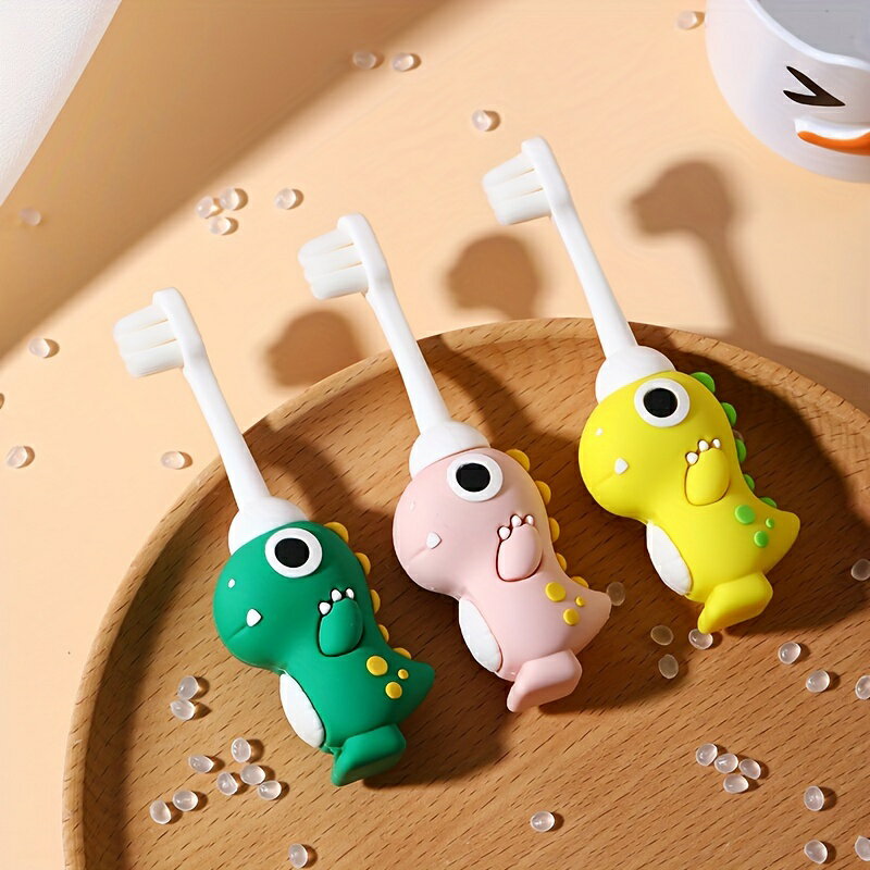 キッズ用軟歯ブラシ、幼児用歯ブラシ - 子供サイズのブラシヘッド幼児トレーニング歯ブラシ - かわいい恐竜幼児用歯ブラシ、2~6歳用子供用歯ブラシ