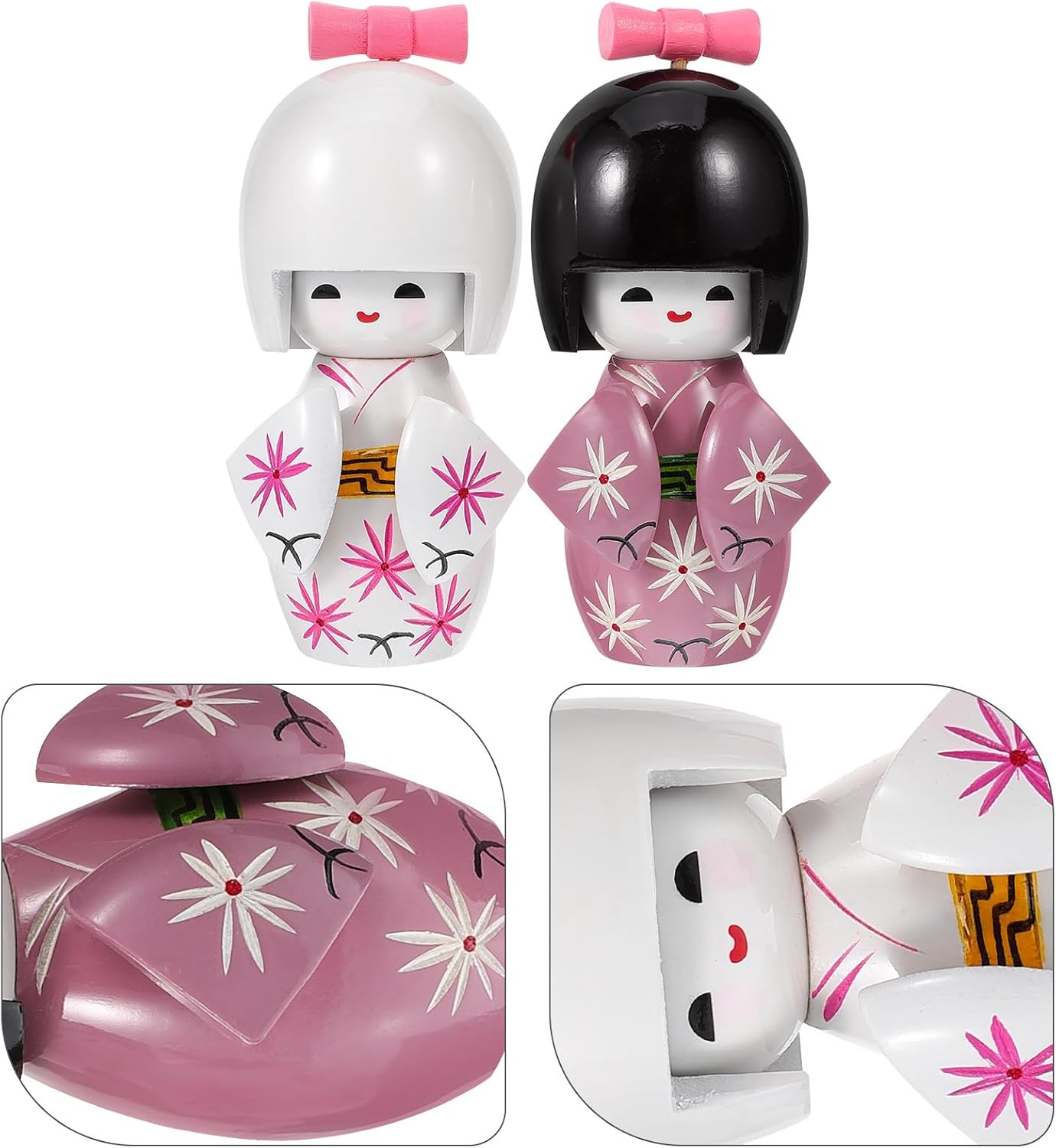 ショップもも楽天市場店の2個入 装飾品 着物人形 武士 日本人 着物 小物 土産 芸者 テーブル 和風 木製 着物 人形｜アングル2
