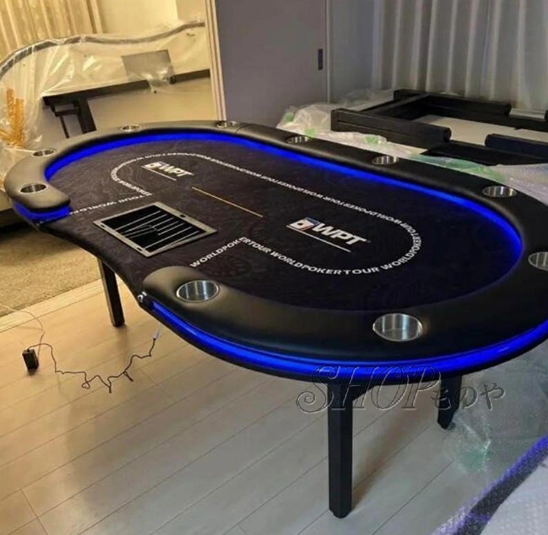 Rakuten - 高級 ポーカー テーブル 競技用テーブル LEDライトポーカーテーブル 折りたたみテーブル 折りたたみ脚 チップ 213*106*80cm