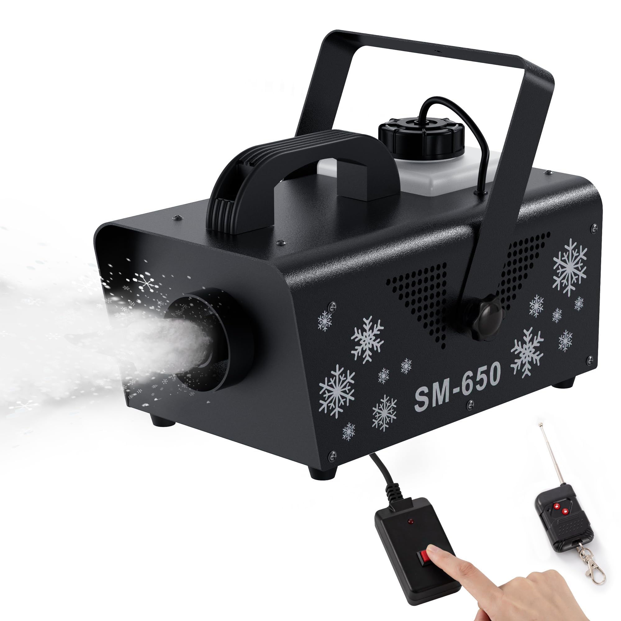 Rakuten - 650W スノーマシン クリスマスギフト、スノーメーカーマシン、人工雪造り機、スノーフレークマシン、リモート付きスノーマシン インドア、アウトドアパーティーパレードピクチャー用スノーマシン