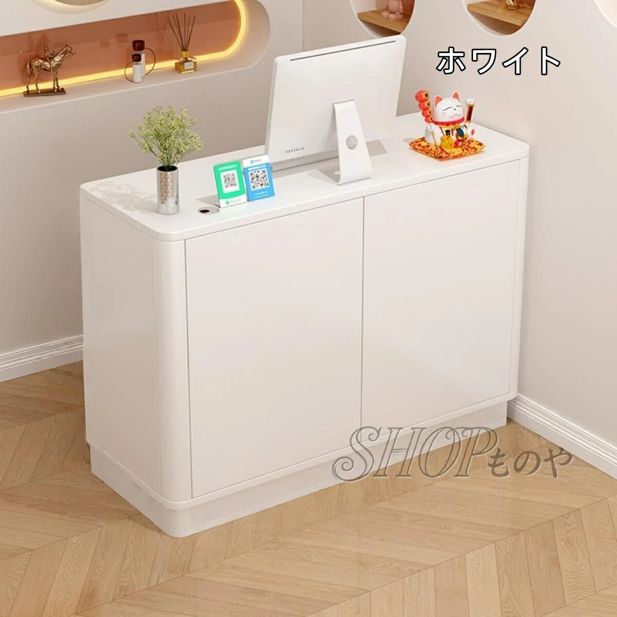 Rakuten - 【ポイント5倍~5月限定!】レジカウンター 受付台 カウンターテーブル 受付カウンターレ木製 おしゃれ 大容量収納 組み立てが簡単 小規模店舗 バー ファッション 会社フロント婦人服店 レセプショ レジ係カウンター 衣料品店/カウンター/美容室/マッサージ店/コンビニ 商用