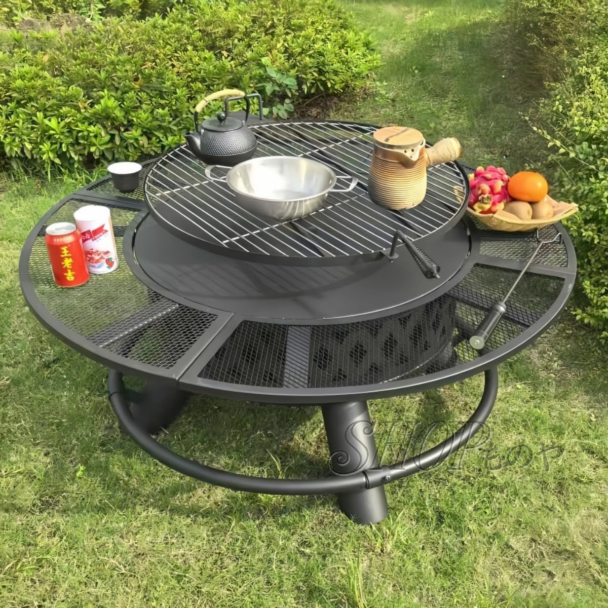 Cookware, Bbq Goods - 『ポイント5倍！5月限定!』ファイヤーピット テーブル バーベキュー 大人数 耐熱性 自宅 庭 家庭用 囲炉裏 おしゃれ 焚き火台 グリル BBQ家族5人～10人ぐらい最適 焚火台 キャンプ用 大型 ステンレスグリル コンロセットアウトドア キャンプ 楽しい 小さい