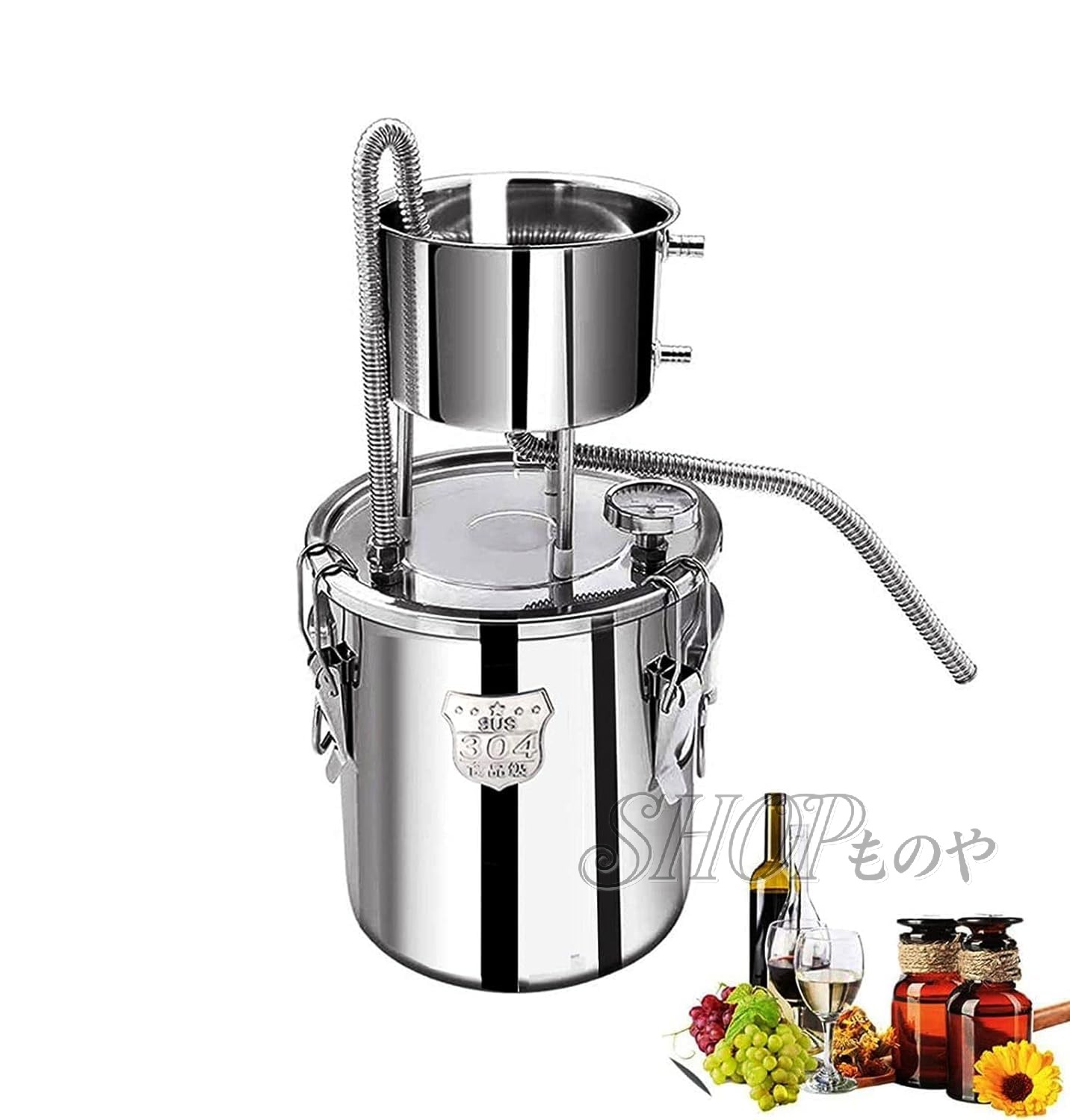 Rakuten - ホーム蒸留器 発酵器12L温度計付きワイン製造装置家庭用 ワイン造りセット蒸留器ランキングポット型304ステンレス鋼製ガス・天然ガス・石炭・電磁調理器に適するハーブ蒸留器 (12L)