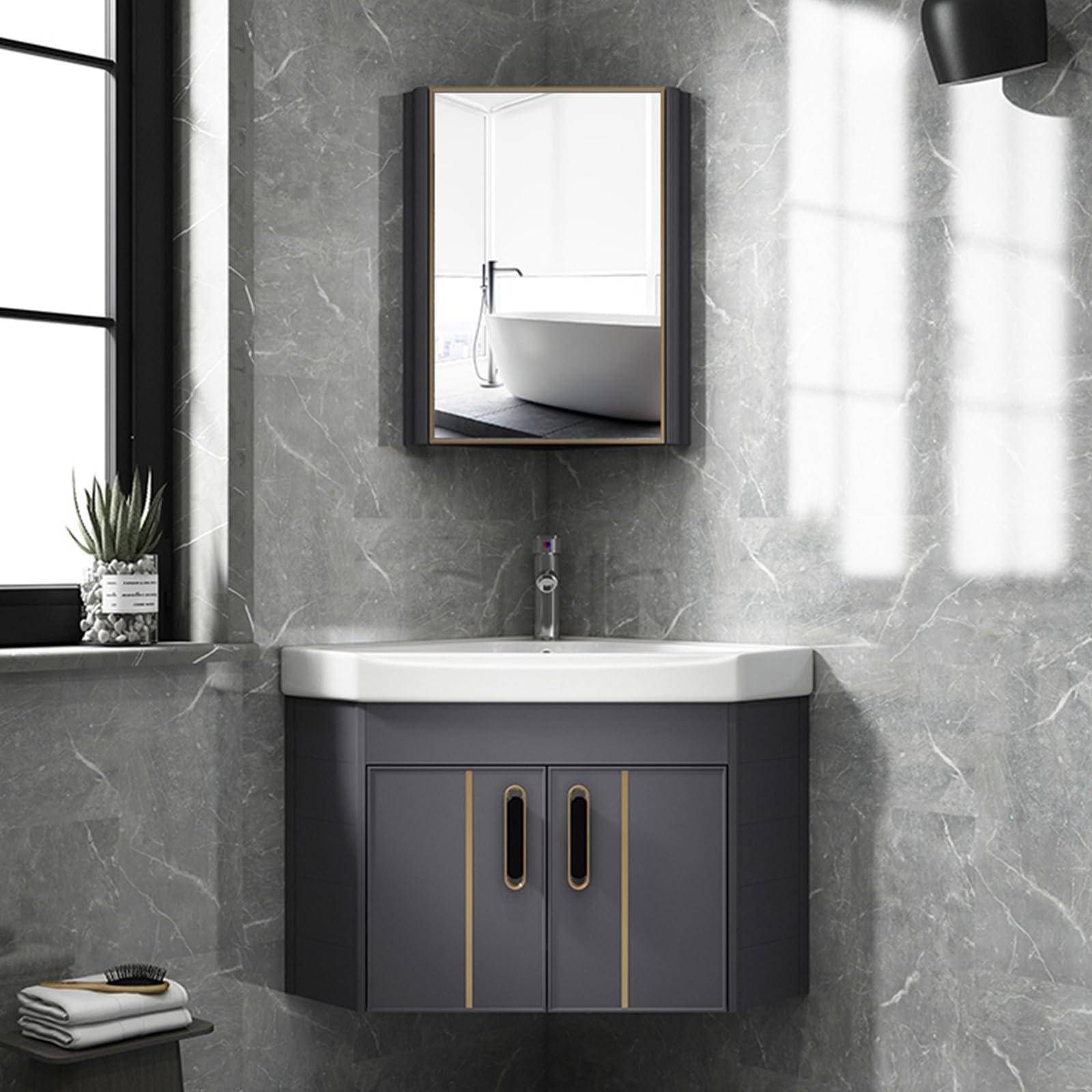 洗面化粧台シンク 壁掛け式洗面化粧台セット 小さな洗面化粧台 ミラーキャビネット キャビネット付き洗..