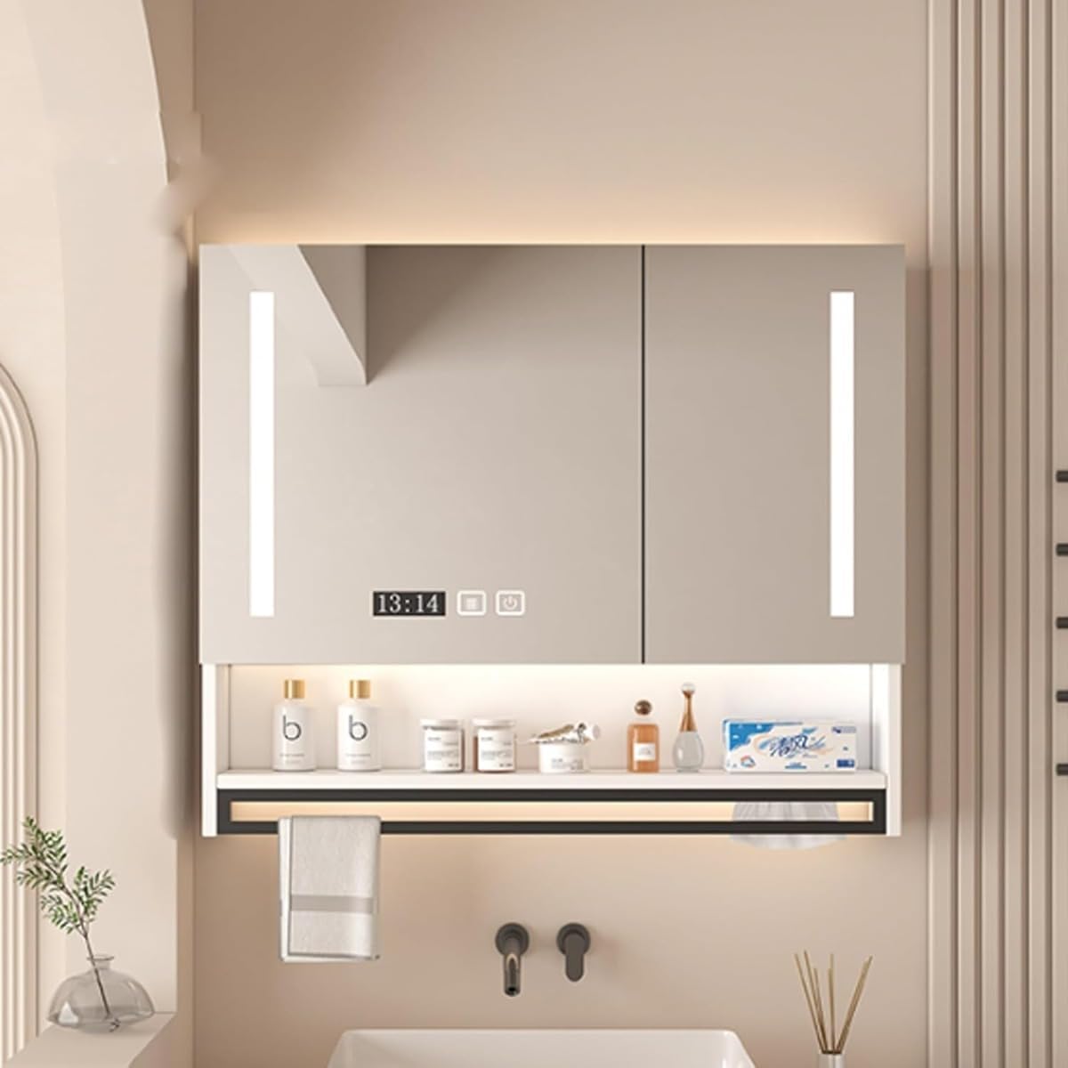 洗面所鏡タッチコントロール,洗面 化粧台LEDライト付き,洗面化粧台 ミラーキャビネット,浴室 ミラー 曇..