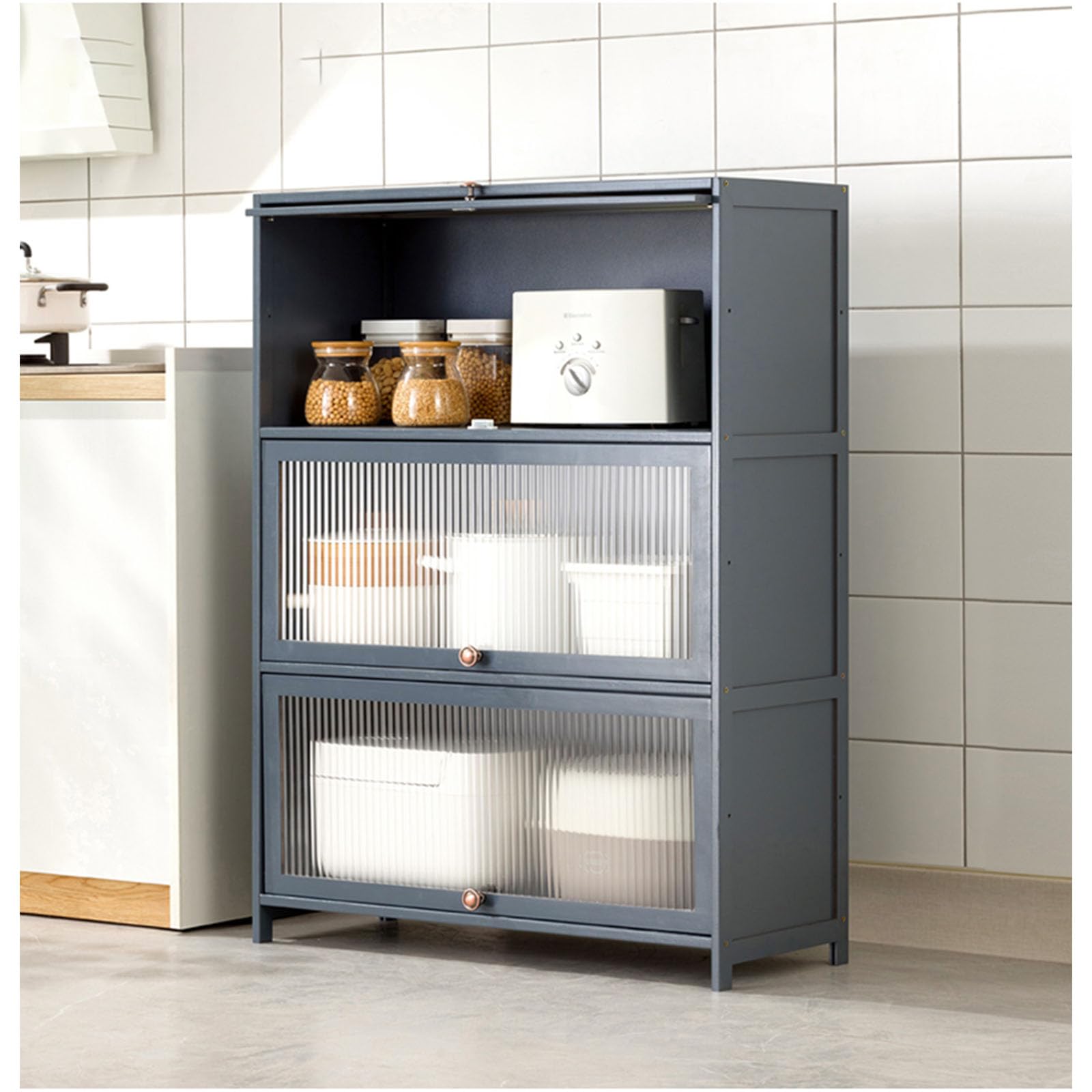 食器棚 スリム キッチン収納 隙間収納 竹製 食器収納 一人暮らし ミニ 食器棚 大容量 扉付 安定 防塵 防湿 防虫 キャビネット 調味料入..