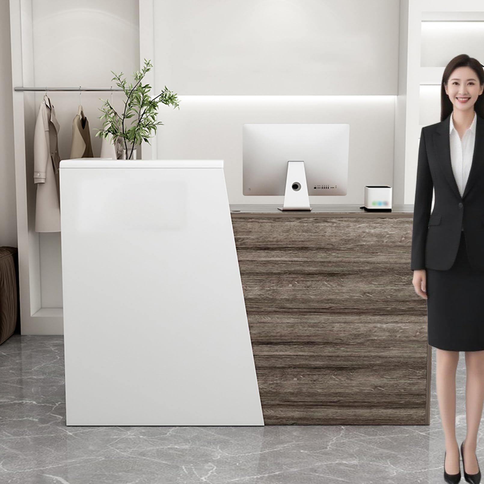 樂天商城 - 木材受付カウンターテー 、レジカウンター 組み立て、カウンター オフ(左隅)、企業のフロントデスク衣料品店のレジ、美容院バー 、小規模店舗のレジにも適 、ハイカウンター広いデスクトップ レジ係カウンターレジ台