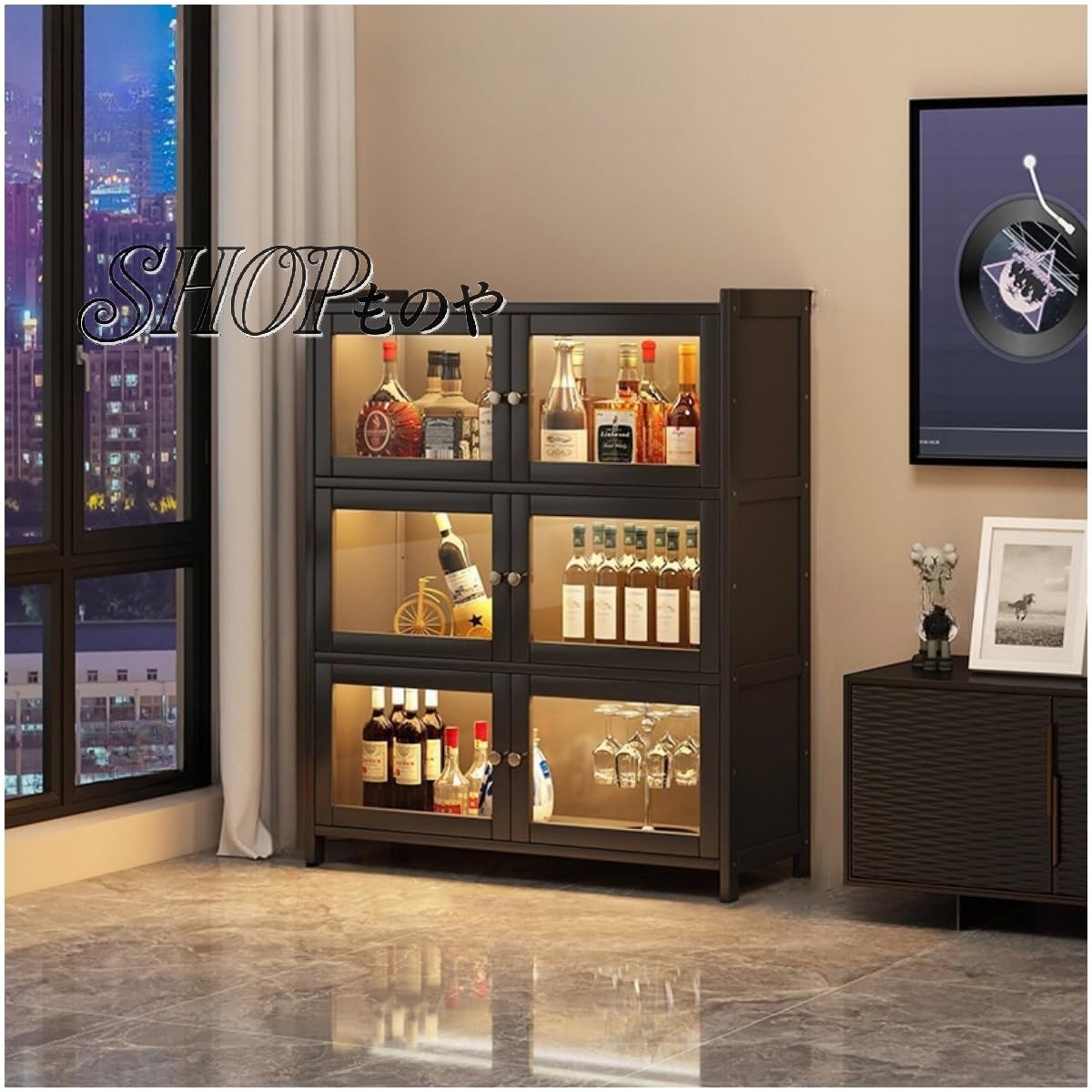 酒棚 ウイスキー 棚 おしゃれ 酒棚 ワインバーキャビネット お酒収納ラック 自立式ワインラック 大容量..