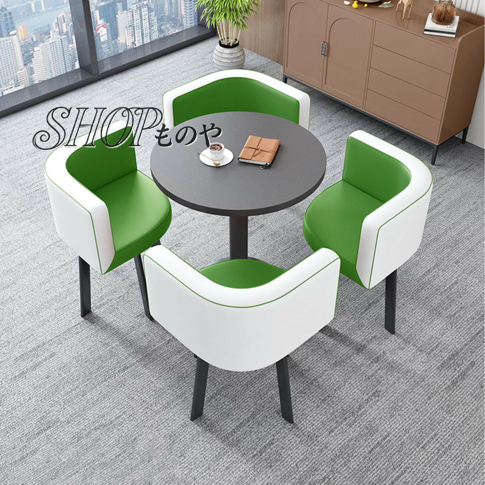 オフィステーブルと椅子5点セット 食卓セット 高級家具 省スペース丸型4人掛けカフェテーブル 快適な座り心地のチェアと丈夫な構造で、長期的な使用にも耐えます セッバックレスト付き ホームキッチン ダイニング 図書館/オフィス 商談/ラウンジ ミニマルなデザインで