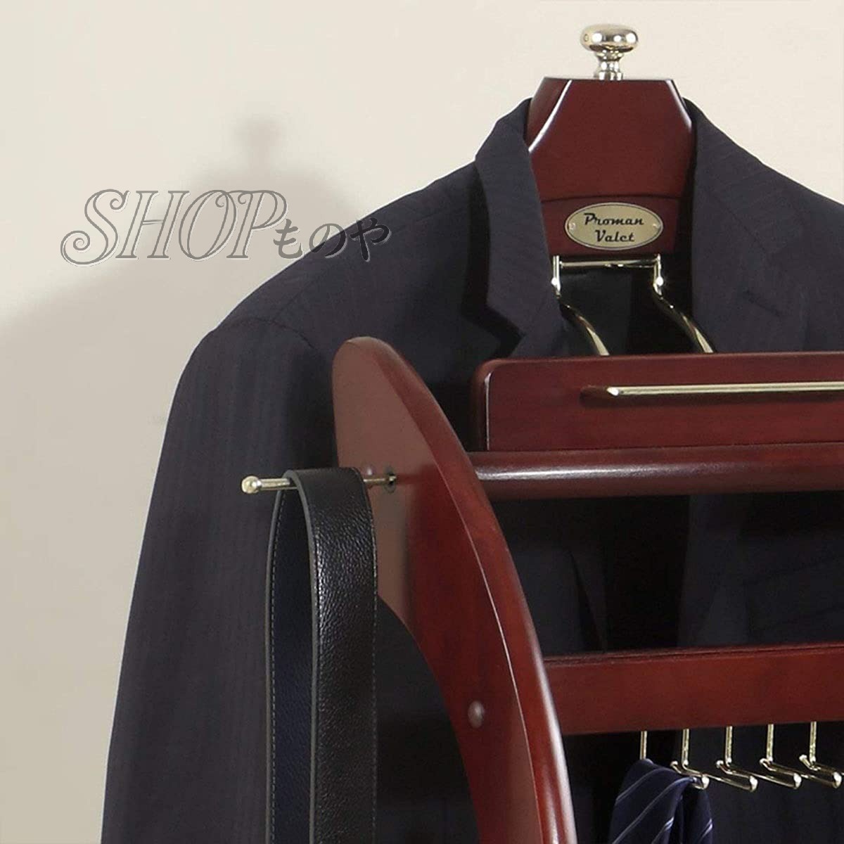 ハンガーラック スーツバレットスタンド ワードローブ 10フックに 木製バレットスタンド 小物置き 洋服収納 シャツやスーツジャケット用のハンガー ネクタイ パンツなどを掛けるための小さなラック [3]