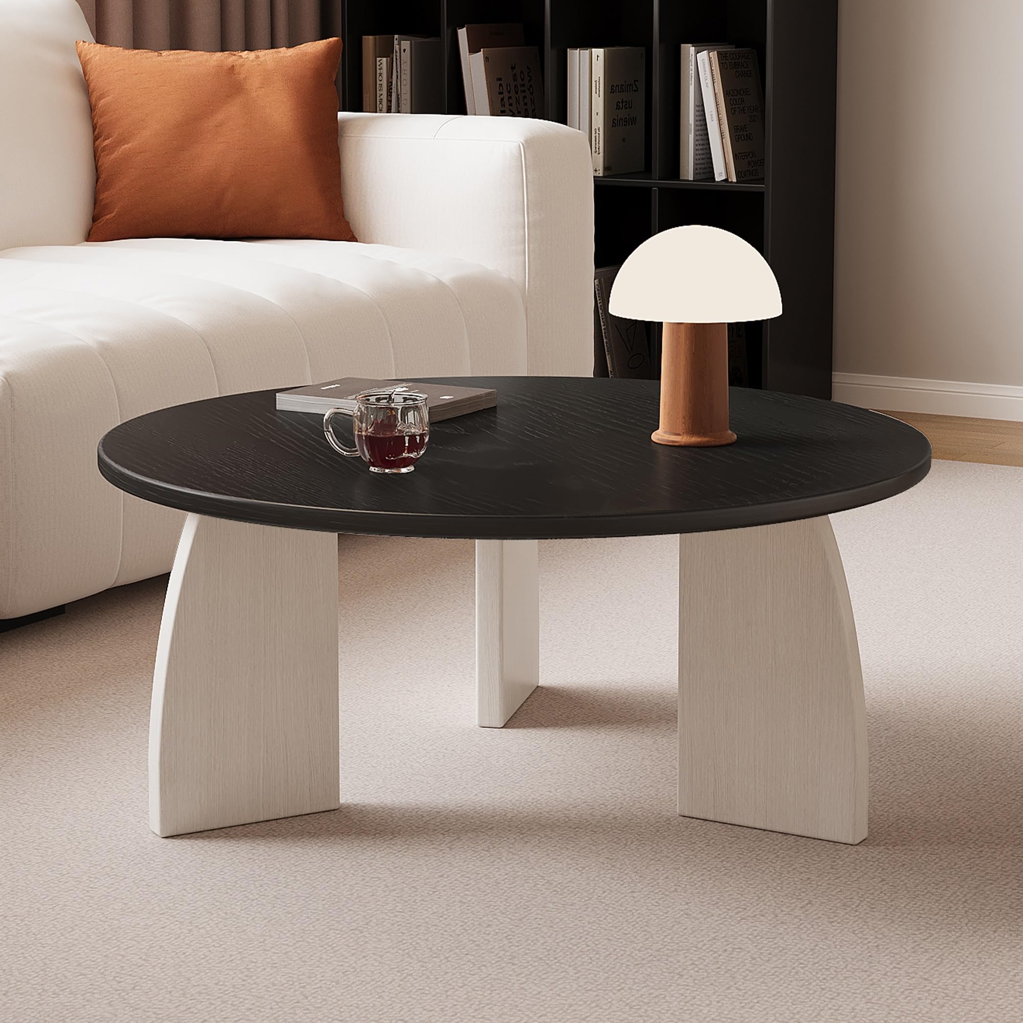 コーヒーテーブル 円形 ローテーブル 木目調 センターテーブル リビングテーブル ソファサイドテーブル 移動便利 おしゃれ リビング ソファサイド 寝室に最適 組立簡単