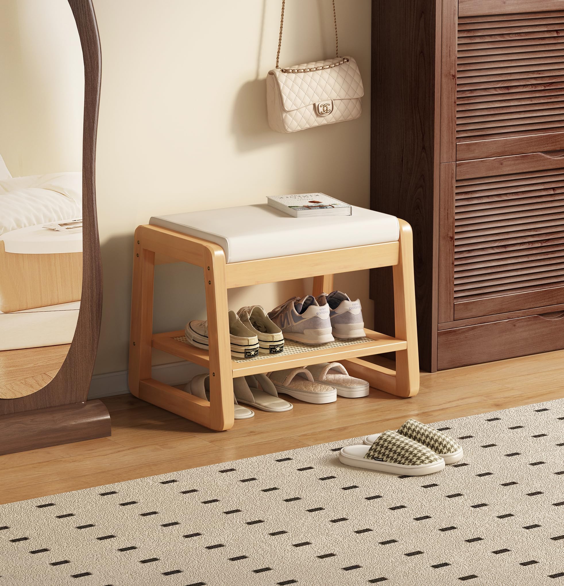 玄関ベンチ スリム 玄関椅子 シューズラック 下駄箱 北欧 おしゃれ 木製 PU スツール 玄関 腰掛け 省スペース 組み立て簡単