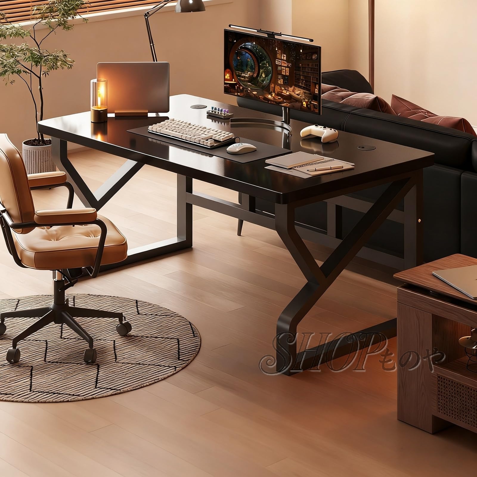 パソコンデスク ゲーミングデスク 事務机 オフィスデスク 1~2人用 25mm厚の無垢材ボード 耐荷重250kg 勉強机 配線孔付き 強化クロスバー 天板にモニターアーム取付可能 簡単なインストール 学習机 コンパクト 傷に強く、耐湿性があり、お手入れが簡単 、在宅勤務