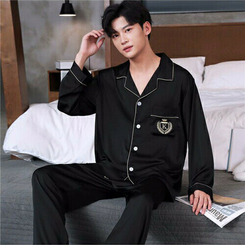 洗える 合成 シルク パジャマ レディース 高級 サテン パジャマ ペア メンズ パジャマ 長袖 夏 結婚祝い プレゼント ペアパジャマ 春夏 シルク パジャマ カップル ペア ルームウェア カップル おすすめ セクシー ルームウェア おしゃれ 無地 人気 部屋着 カジュアル 黒