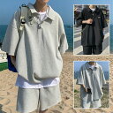 【2カラー・5サイズ】セットアップ メンズ 夏服 ポロシャツ メンズ 半袖 セット tシャツ ハーフパンツ 2点セット ジャージ メンズ 上下 ゆったり 大きい...