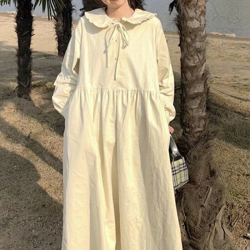 ワンピース ロングワンピース 長袖 レディース 無地 丸首 可愛い 森ガール 韓国風 秋冬 春 Aライン 女の子 ワンピ コスチューム ロング丈 きれいめ ゆったり 大人 日常着 部屋着 ファッション ベージュ ワンピース ロングワンピース 長袖 レディース 無地 丸首 可愛い 森ガール 韓国風 秋冬 春 Aライン 女の子 ワンピ コスチューム ロング丈 きれいめ ゆったり 大人 日常着 部屋着 ファッション ベージュ