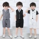 子供スーツ 男の子 4点セット フォーマル 学生 制服 シャツ 半袖 パンツ キッズ 春 夏 秋 可愛い 子供服 記念撮影 入学式 結婚式 披露宴 七五三 演奏...