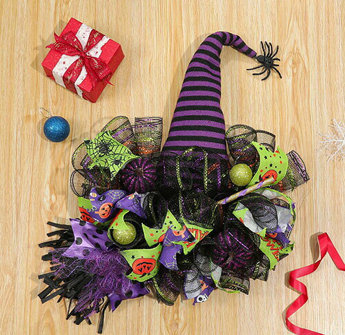 ハロウィンリース リース 魔女 ウィッチ ほうき 箒 怖い 玄関 部屋 ハロウィーン 手作り 上品 ハロウィン装飾 ハロウィン置物 ハロウィン飾り ハロウィングッズ 怖い 飾り 飾り付け ドア 壁掛け インテリア パーティー 大きい ディスプレイ ギフト プレゼント halloweenの商品画像 3