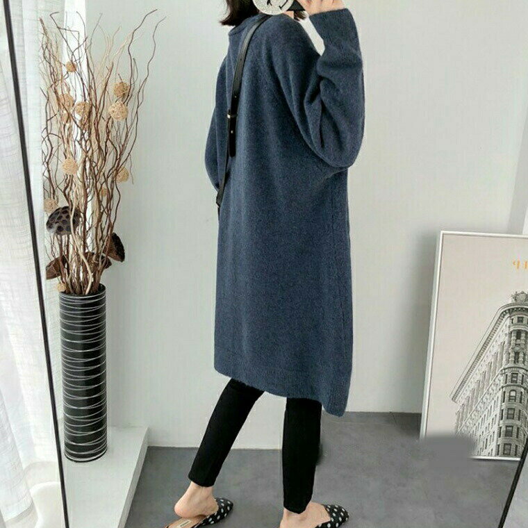 お尻まですっぽり隠れる 40代 50代 華奢みえラグラン袖 ドロップショルダー やわらかカーデ ロング丈カーディガン ミドル丈 ロングカーディガン ラウンドネック ノーカラー 襟なし ナチュラル コクーン 羽織り