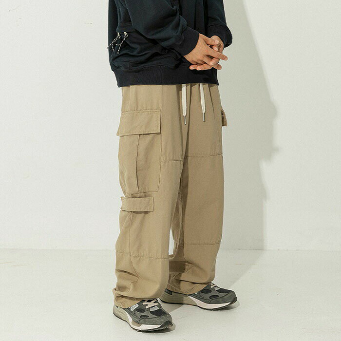 カーゴパンツ メンズ パンツ カーゴ ロング 春 秋 ワーク リラックス イージーパンツ ゆったり ポケット ミリタリー ワークパンツ ズボン ワイドパンツ ウエストゴム 大きいサイズ スポーツ アウトドア ファッション ボトムス パンツ カジュアルパンツ