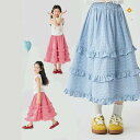 チェック柄スカートティアードスカート スカート ティアード シフォン ロング ロングスカート ウエストゴム かわいい 低学年 高学年 小学生 中学生 学校 通学 女の子 ジュニア キッズ 子供服 130cm 140cm 150cm 160cm アムリールガール