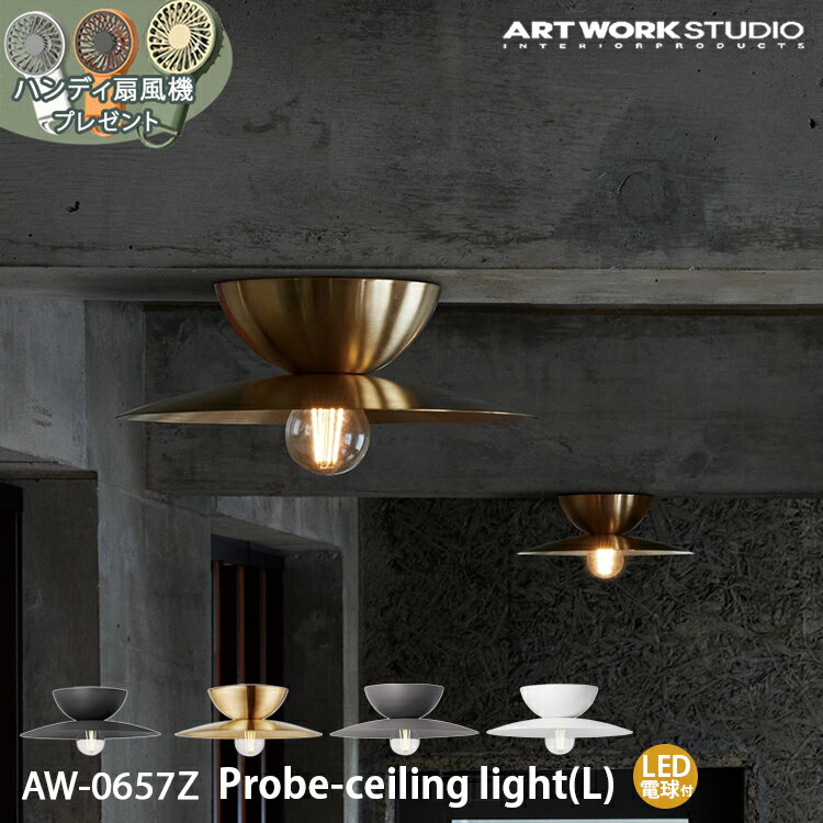 予約特典付き【レビューでプレゼント】Probe-ceiling light (L) プルーブシーリングライト Lサイズ ARTWORK STUDIO アートワークスタジオ 1灯 E26 60W スチール 真鍮 LED対応 シンプル インダストリアル ライト 天井照明 直付け 天井直付け シンプル モノトーン 玄関 居間