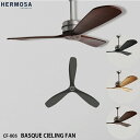 HERMOSA ハモサ CF-005 BASQUE CIELING FAN ウッドシーリングファン シーリングファン ウッドシーリングファン リモコン付き ウッド調 レトロ ヴィンテージ 玄関 リビング BK WAL NT