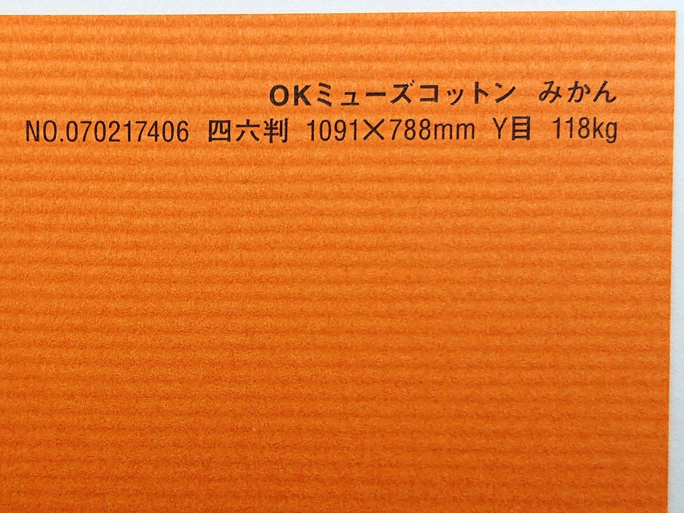 OKミューズコットン 紙 118kg A4サイズ 33枚入り 選べる全50色 厚さ0.22mm 297mm×210mm ファンシーペーパー オリオン みかん