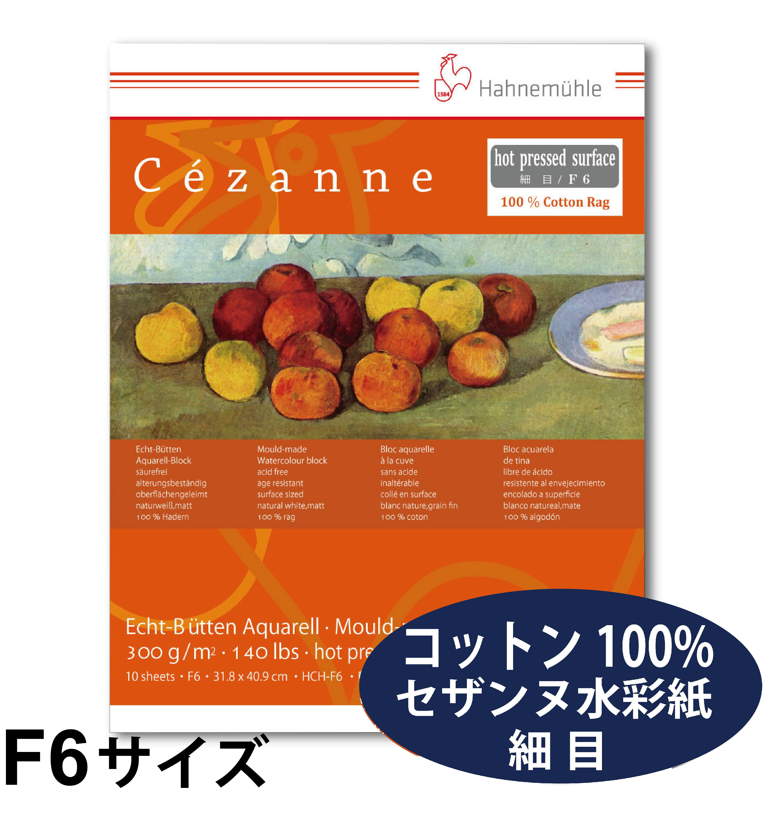 オリオン ハーネミューレ社 セザンヌ水彩紙 ブロック 300g 細目 F6サイズ 10枚入 HCH-F6 409mm×318mm