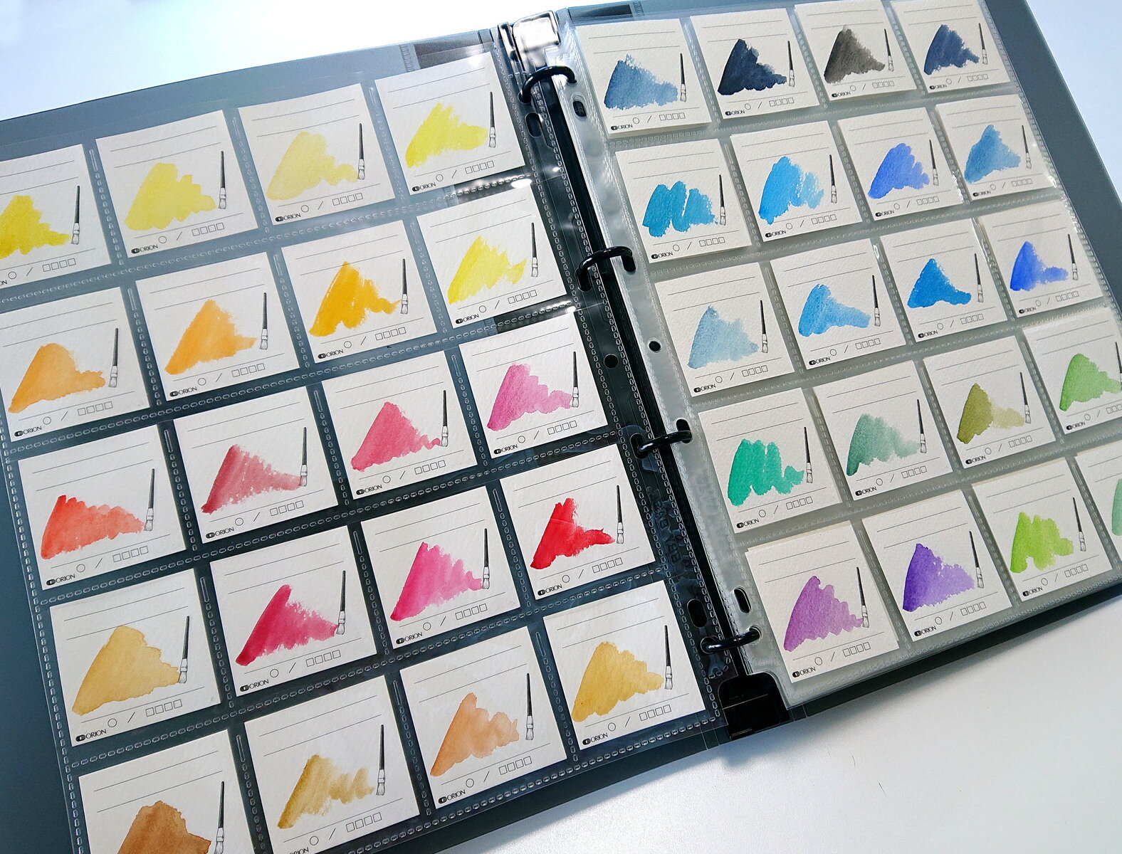 オリオン 水彩色見本用カード 50mm×50mm 25枚入り 両面印刷 ワーグマン水彩紙（ナチュラル）