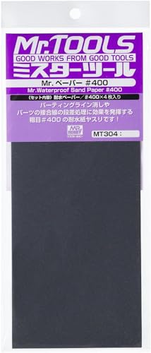 GSIクレオス Mr.ペーパー 400番 ホビー用工具 MT304 ホビー用工具 粗目400番の耐水紙ヤスリ パーティングライン消しや、パーツの接合線の段差処理に効果を発揮します 4枚入 【JANコード】4973028928006 【状態】新品 【発送】1〜2営業日で発送（休業日除く）