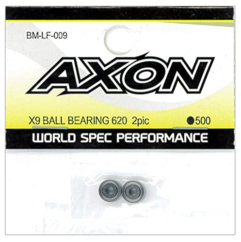 AXON X9 BALL BEARING 620 2pic BM-LF-009 ワークススペックのクォリティ。 トップスピードで応える超ローフリクション!! アクソン X9ボールベアリングは、抜群の精度でベアリング回転時の振動を限りなく抑えた究極の超ローフリクションボールベアリングです。 低速回転から高速回転までベアリングが無振動でストレスなく回転するため、マシンの鋭い加速や驚くほど伸びのあるトップスピードを得られます。 また出荷時にアクソン コアベアリングオイルを充填済みなのでそのまますぐ最高の状態でワークススペックベアリングをご使用いただけます!! (Amazon.co.jpより) 【JANコード】4573448241046 【状態】新品 【発送】1〜2営業日で発送（休業日除く）