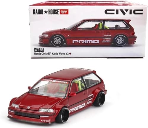 Kaido House ホンダ シビック (EF) Kaido Works V2 by Mini GT 赤 156 ダイキャスト 1:64 新品のボックス。 本物のゴム製タイヤ。 内装、外装、エンジンルームに細部までこだわったデザイン。 フード開閉式。 ダイキャストメタル製で、プラスチックパーツが一部付いています。 公式ライセンス商品。 メーカーオリジナルの未開封パッケージ。 長さ約2.75インチ。 【JANコード】0810152146927 【状態】新品 【発送】1〜2営業日で発送（休業日除く）