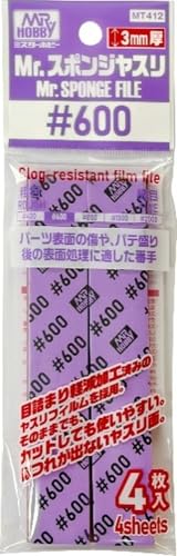 GSIクレオス Mr.ツール Mr.スポンジヤスリ 600番 ホビー用工具 MT412 番手：600番 入数：4枚 スポンジサイズ：105 x 20 x 3mm 厚さ：3mm ヤスリ面には目詰まり軽減加工をしたヤスリフィルムを採用 【JANコード】4973028503098 【状態】新品 【発送】1〜2営業日で発送（休業日除く）