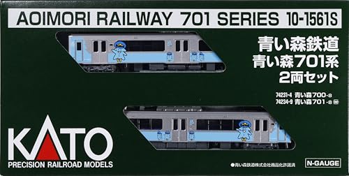 KATO Nゲージ 青い森鉄道 青い森701系 2両セット 鉄道模型 電車 10-1561S 青い森鉄道運輸管理所所属車のうち、JR東日本譲渡車のロングシート編成を製品化。 キャラクター「モーリー」のラッピングを的確に表現、ドア後方の側面ガラスにまでかかる大きいデザインを再現。 実車同様に2編成併結の4両編成での運転シーンもお楽しみいただけます。 また、2両編成なので、Nゲージ入門用としてもオススメです。 スノープラウ形状付きの強化形スカートはクモハとクハで欠き取りの位置が異なる形態を再現 (カプラーの首振りはできません。 先頭同士を連結して運転する際は、付属部品の連結対応用スカートをご使用ください)。 【JANコード】4949727697376 【状態】新品 【発送】1〜2営業日で発送（休業日除く）