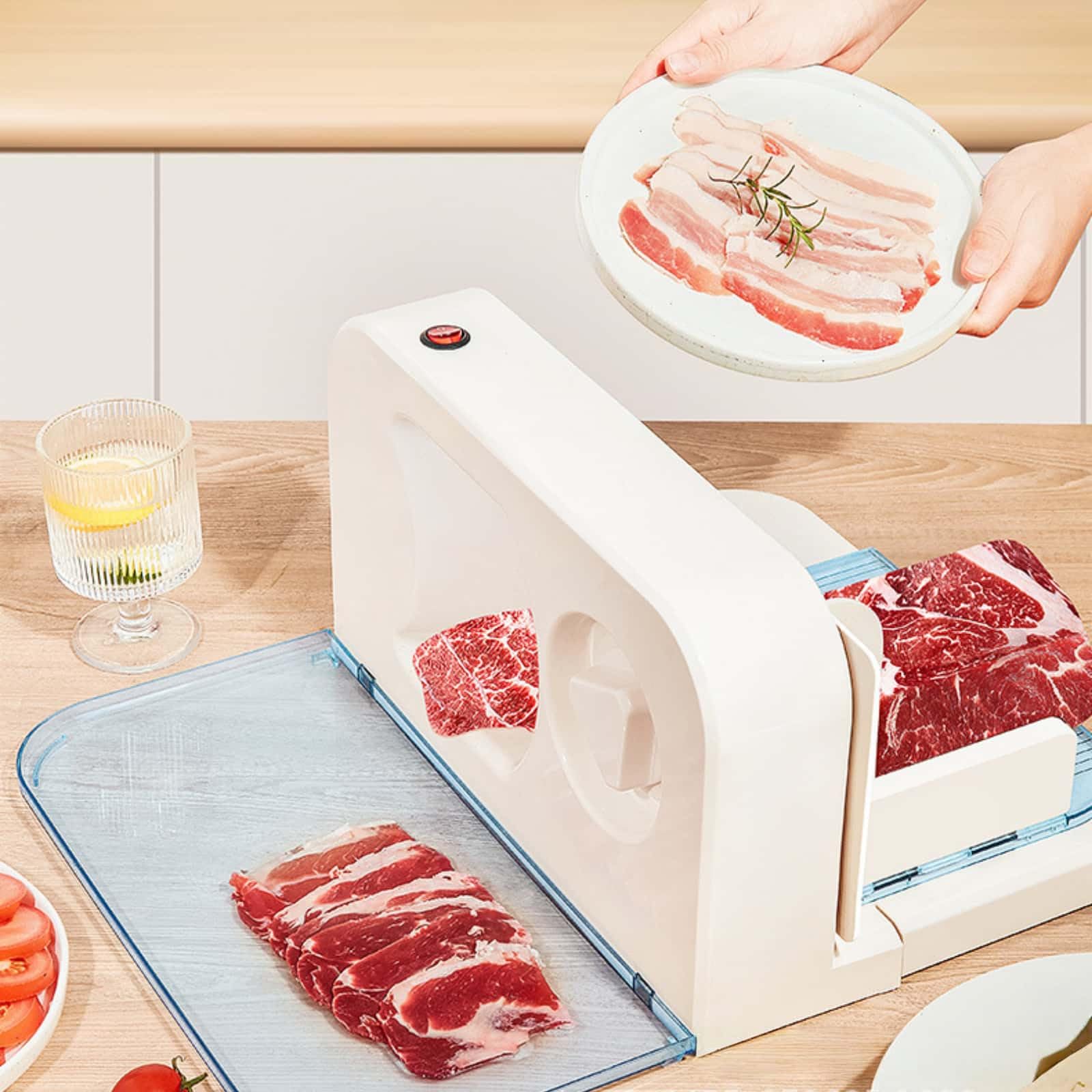 電動スライサー、 ミートスライサー 、折り畳み式 、安定作業 分解洗浄可能、ポータブル 家庭用牛肉、..