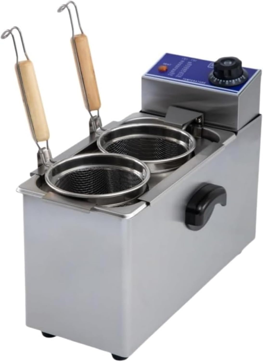 業務用/家庭用 卓上麺調理機 温度調節可能0-110℃ 保温/省エネモード うどん・そば・ラーメン対応 ステンレス製両頭式 分解洗浄可能 防錆仕様 飲食店厨房/家庭キッチン兼用 卓上型麺茹で器 多用途湯沸かし器 コンパクト設計 電気麺鍋 調理効率化 プロ仕様家電 (シルバー)