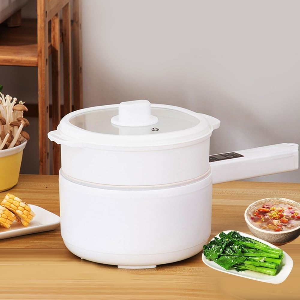 多機能鍋 小型調理ポット 学生寮用鍋 多機能炊飯器 家庭用小型電気鍋 お手入れ簡単 片手 ポータブル カー 軽食 野菜炊飯器 多機能調理 炒め 煮込み 蒸し (単層)