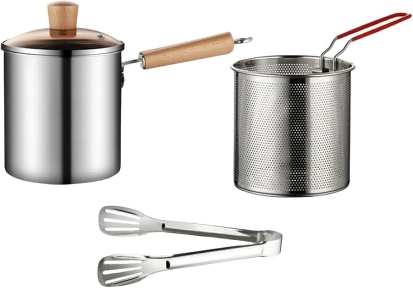 深型パスタ鍋 揚げ物 鍋 パスタポット 3L 小さい ステンレス ih対応 ガラス鍋蓋 オール熱源対応 煮物 湯切り 野菜茹で用カゴ・パスタメジャー付 煮込み料理 スープ用 お手入れ簡単 オール熱源対応 (パスタ鍋)