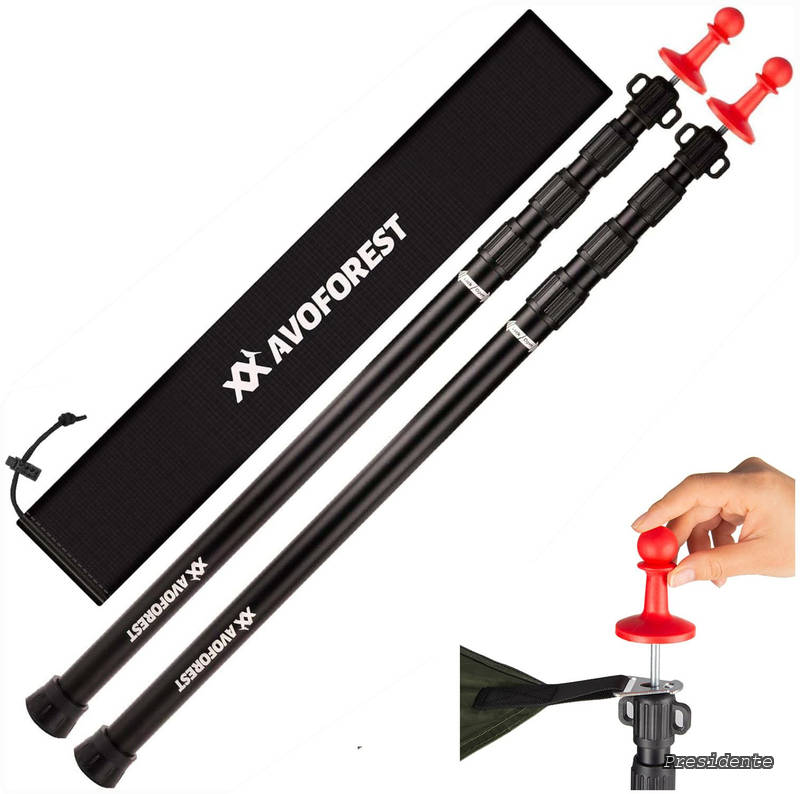AVOFOREST テントポール 伸縮式 新設計のロック構造 最大直径31MM 長さ88〜265CM アルミ合金製 4継無段階調節 2本セット 振り出しタイプ 収納袋付き 高さ調節簡単 回すだけ キャンプ用品 アウトドア