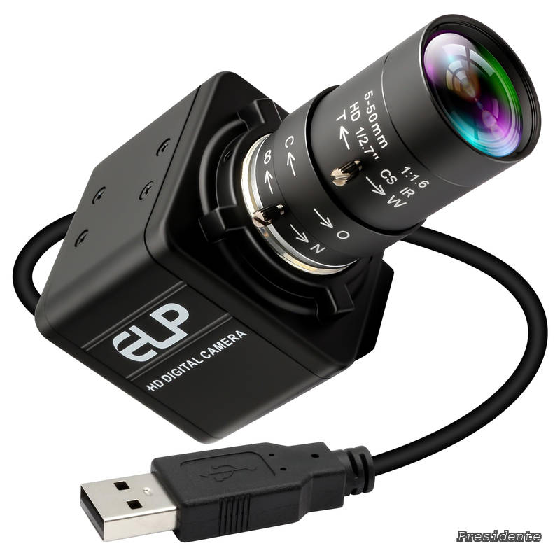 【送料無料】USB カメラ 16 メガピクセル USB ウェブカメラ CS マウント 5-50mm マニュアル バリフォーカス クローズアップ レンズ付き 5K コンピューター PC カメラ USB2.0 プラグ アンド プレイ Windows Linux ラップトップ Jetson Nano OpenCV 用