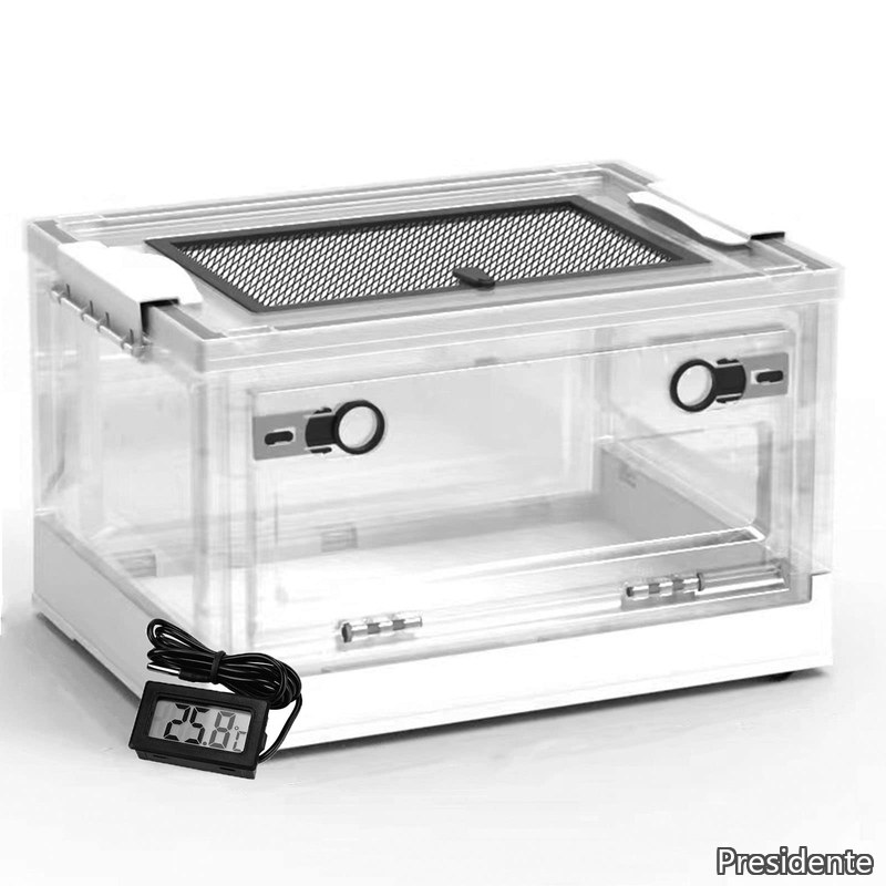 【送料無料】爬虫類ケージ トカゲ飼育セット 室内換気良好 お手入れが簡単 収納便利 ポータブル 39.5*29.5*24cm トカゲ 小動物用 温度計つき