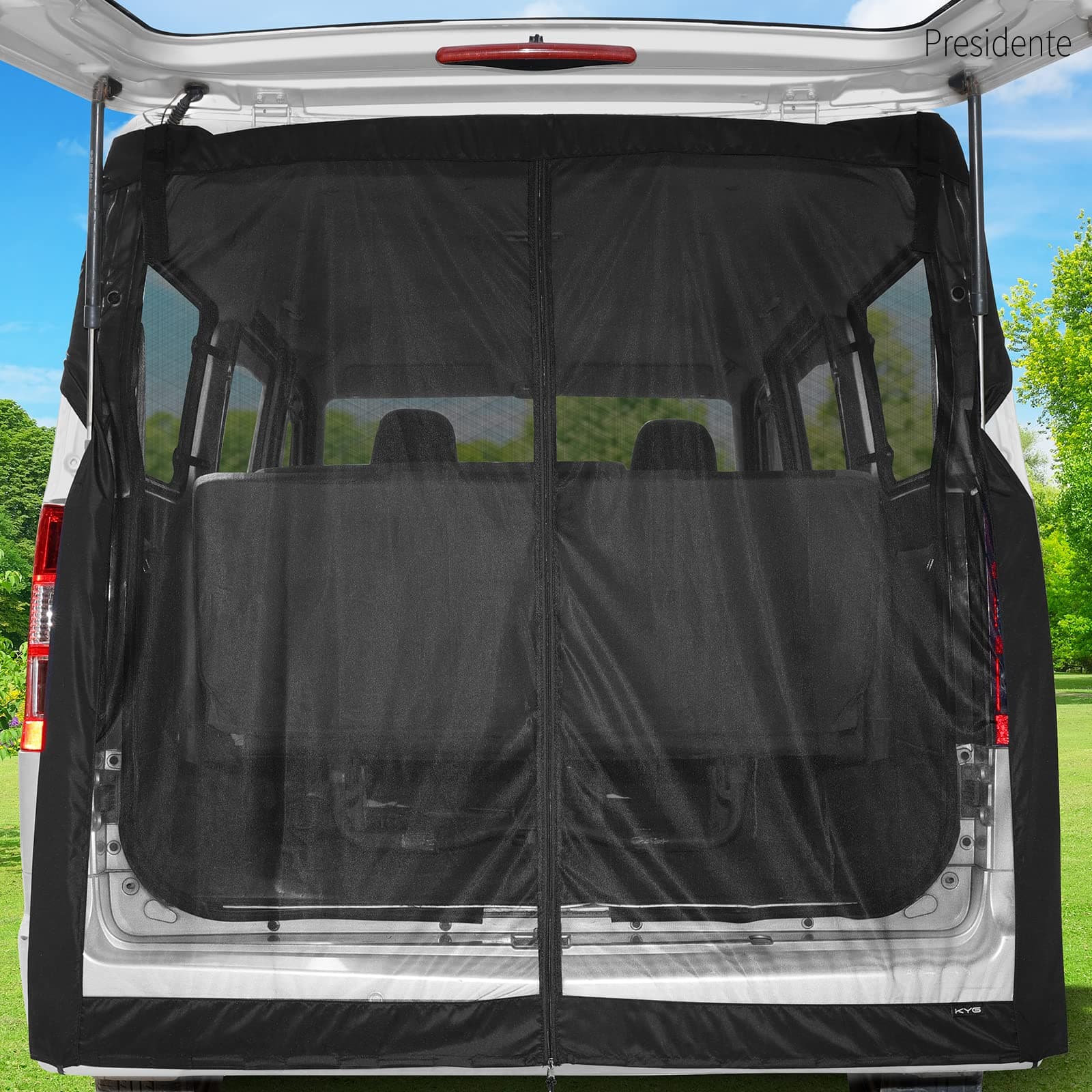 【送料無料】車 カーテン マグネット固定 リアゲート用防虫ネット 車中泊用品 防虫グッズ 虫除け 網戸 両面スライドファスナー 取付簡単 カー用品 アウトドア キャンプ 160x150cm