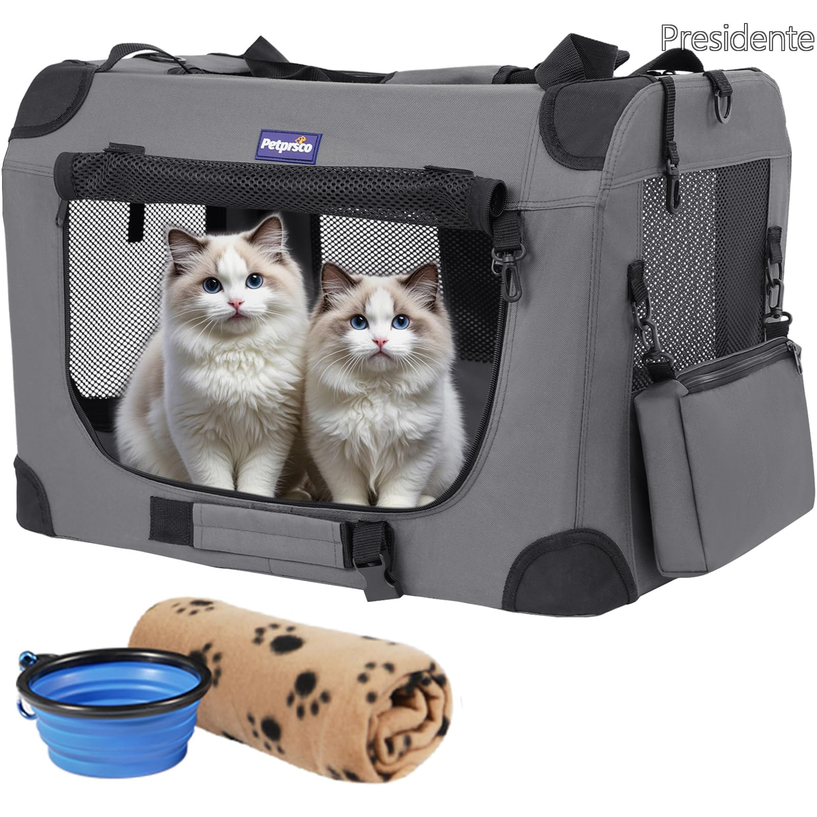 【送料無料】ソフトクレート中小型犬大型猫4面メッシュ 折りたたみ ペットケージ60x42x42cm省スペース頑丈耐久変形しない 車用 病院 キャンプに 室内外兼用