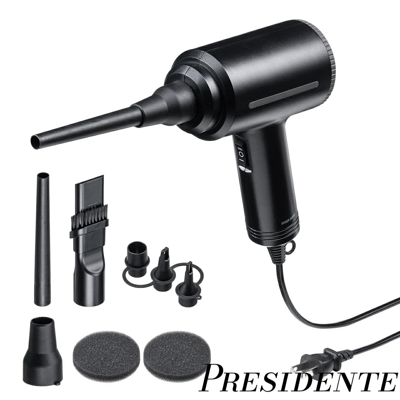 【まとめ買いで最大500円OFFクーポン!】【送料無料】電動エアダスター AC電源 強力 ノズル3種類付属 ケ..