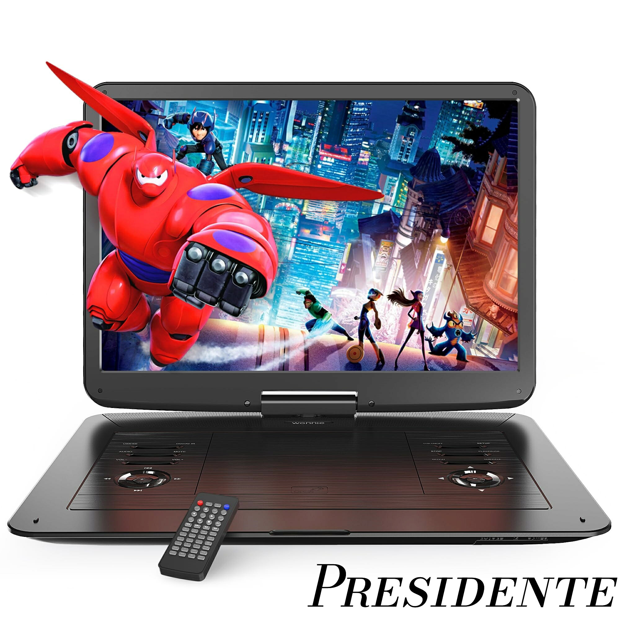 17.9型 WONNIE 1280*800 液晶 dvdプレーヤー 大容量バッテリー 6時間超長再生 リージョンフリー CPRM対応 レジューム機能 270°回転可能 SD/USB対応 AV入出力 TV同期 日本語説明書