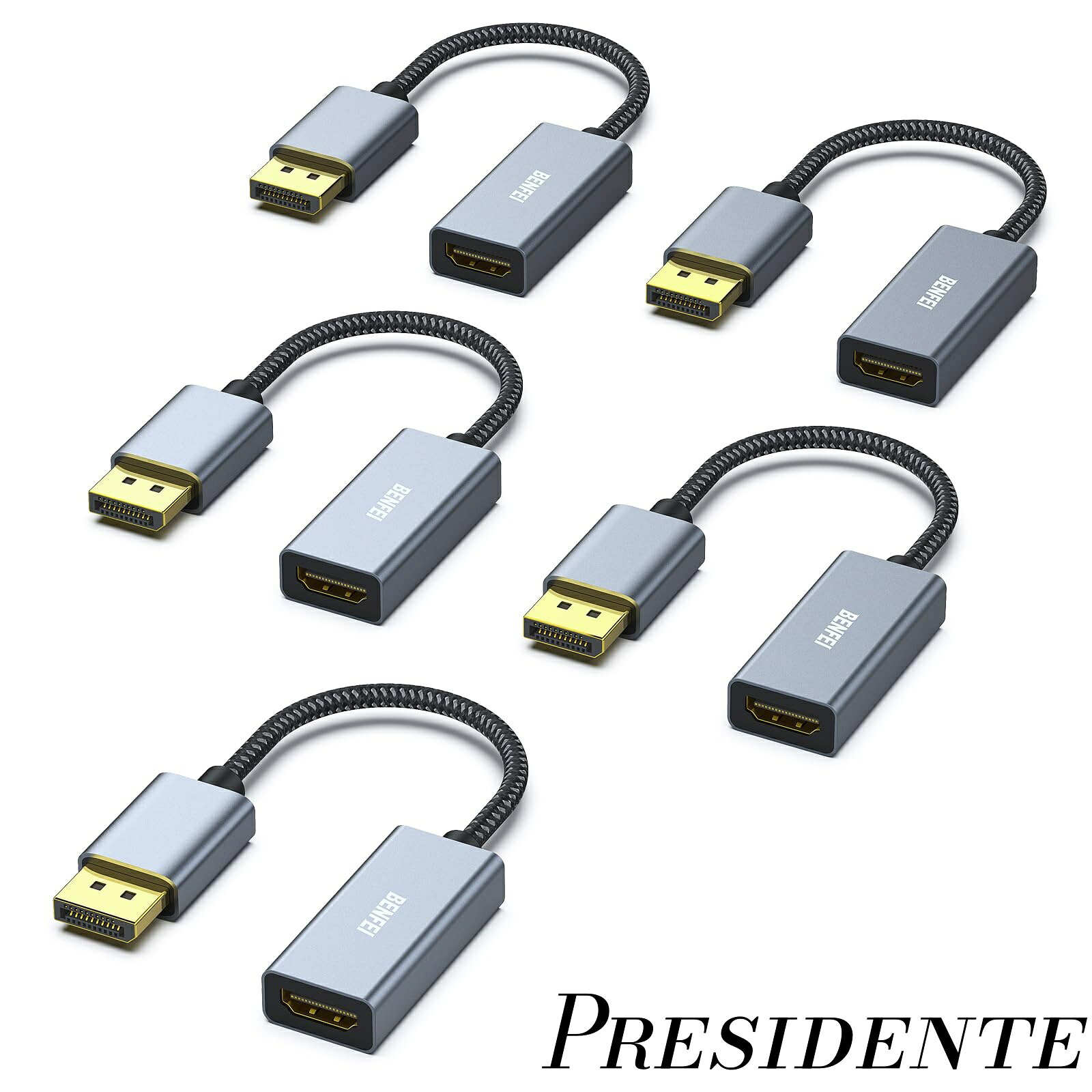 Rakuten - 【まとめ買いで最大500円OFFクーポン!】【送料無料】5個 DisplayPort（ディスプレイポート） - HDMI 変換ケーブル、最大4K＠30Hzまでの解像度に対応（オスからメス、逆方向に非対応)